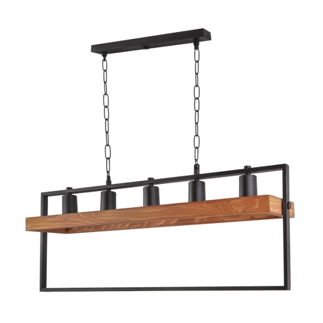 چراغ آویز خطی چوب فلز 5 شعله افتخار مدل BAM1035L